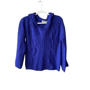 KIKIT Purple Hooded Sweater Cable Knit Size Small Casual Chunky Relaxed
